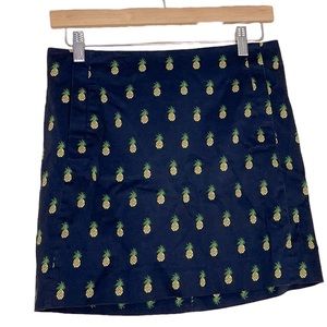 J. Crew Womens Skirt 2 Mini Pockets Navy Blue Pineapple